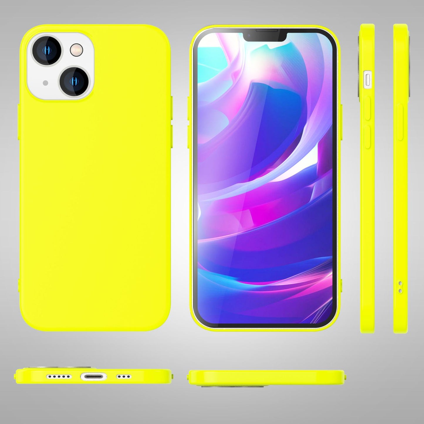 NALIA Neon Silikonhülle für iPhone 14 Plus – Soft-Touch & Signal-Neon – NEONSHOCK (Matte Schutzhülle) – Marke aus Berlin