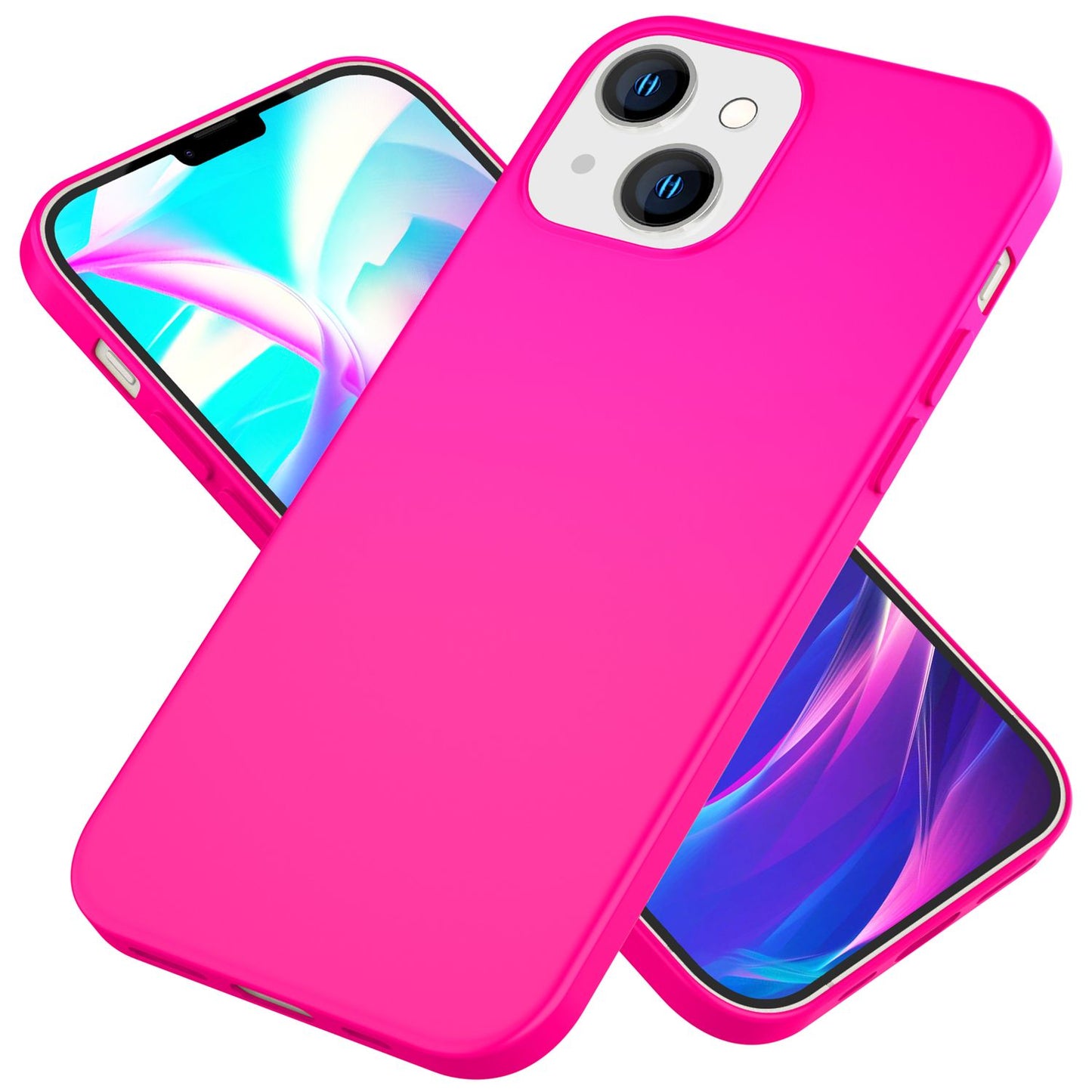 NALIA Neon Silikonhülle für iPhone 14 Plus – Soft-Touch & Signal-Neon – NEONSHOCK (Matte Schutzhülle) – Marke aus Berlin