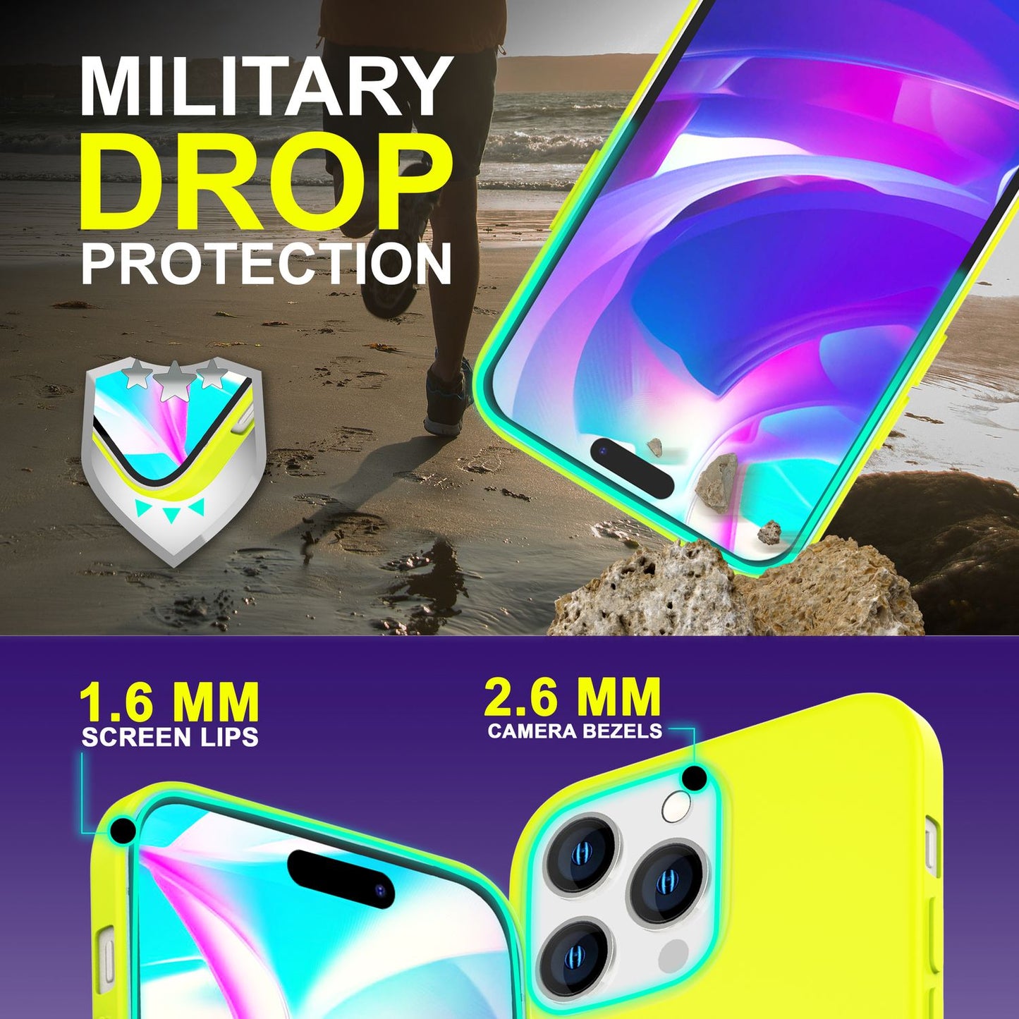 NALIA Neon Silikonhülle für iPhone 14 Pro – Soft-Touch & Signal-Neon – NEONSHOCK (Matte Schutzhülle) – Marke aus Berlin