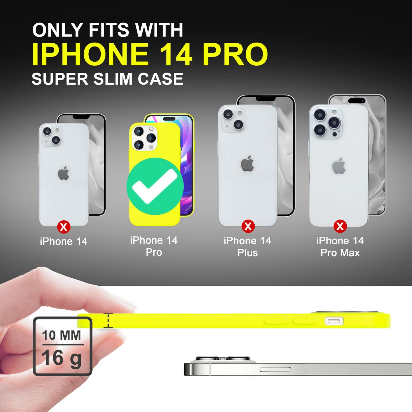 NALIA Neon Silikonhülle für iPhone 14 Pro – Soft-Touch & Signal-Neon – NEONSHOCK (Matte Schutzhülle) – Marke aus Berlin