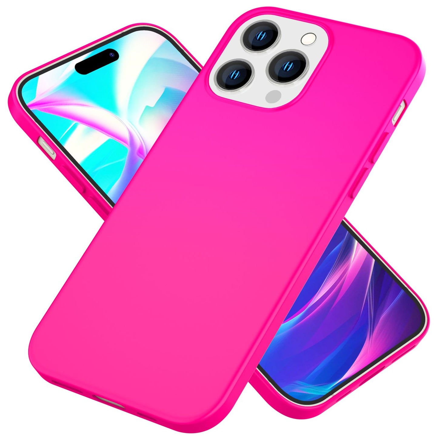 NALIA Neon Silikonhülle für iPhone 14 Pro – Soft-Touch & Signal-Neon – NEONSHOCK (Matte Schutzhülle) – Marke aus Berlin