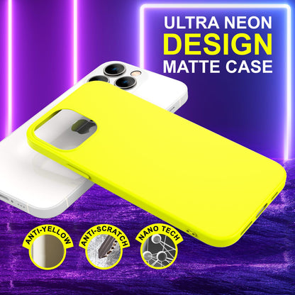 NALIA Neon Silikonhülle für iPhone 14 Pro Max – Soft-Touch & Signal-Neon – NEONSHOCK (Matte Schutzhülle) – Marke aus Berlin