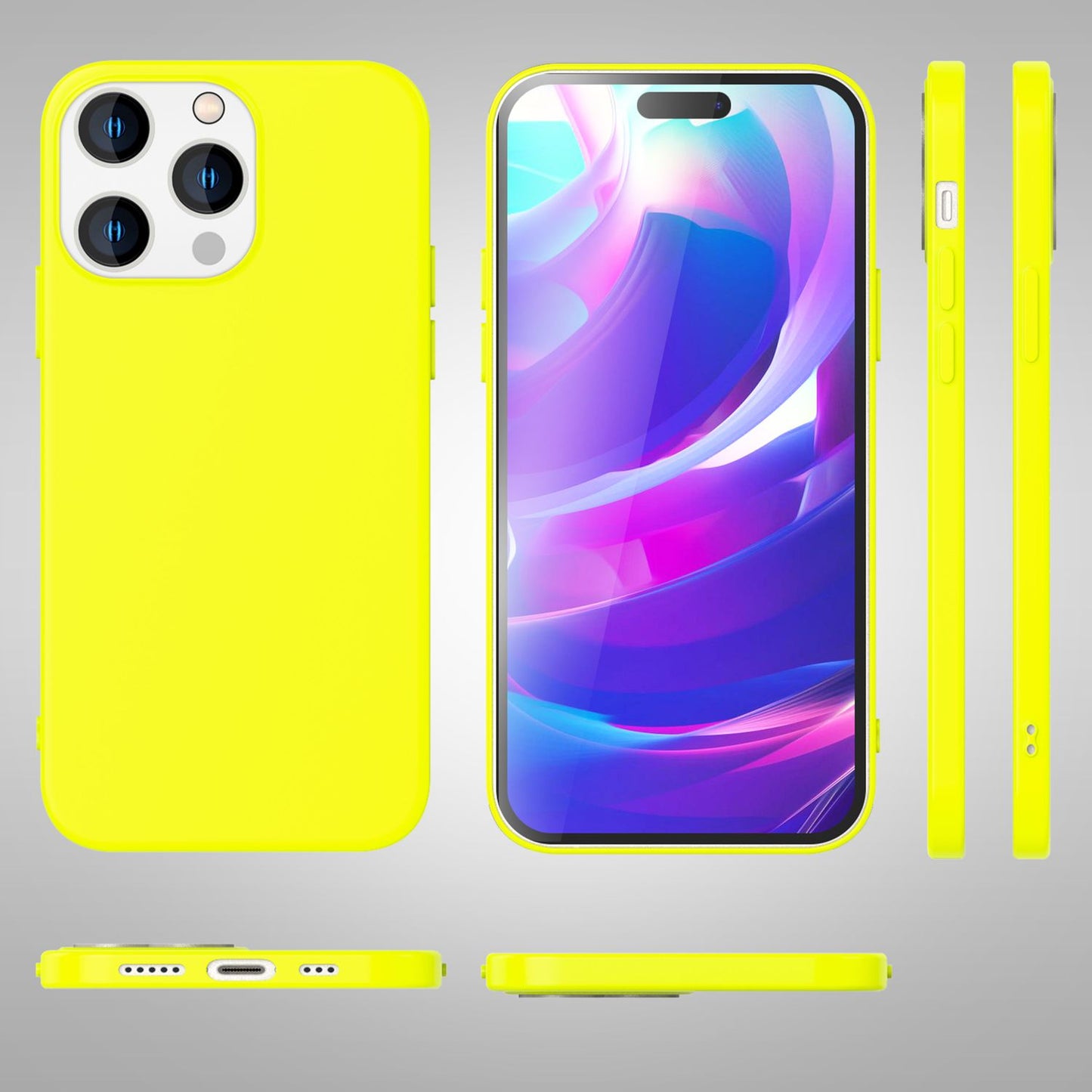 NALIA Neon Silikonhülle für iPhone 14 Pro Max – Soft-Touch & Signal-Neon – NEONSHOCK (Matte Schutzhülle) – Marke aus Berlin