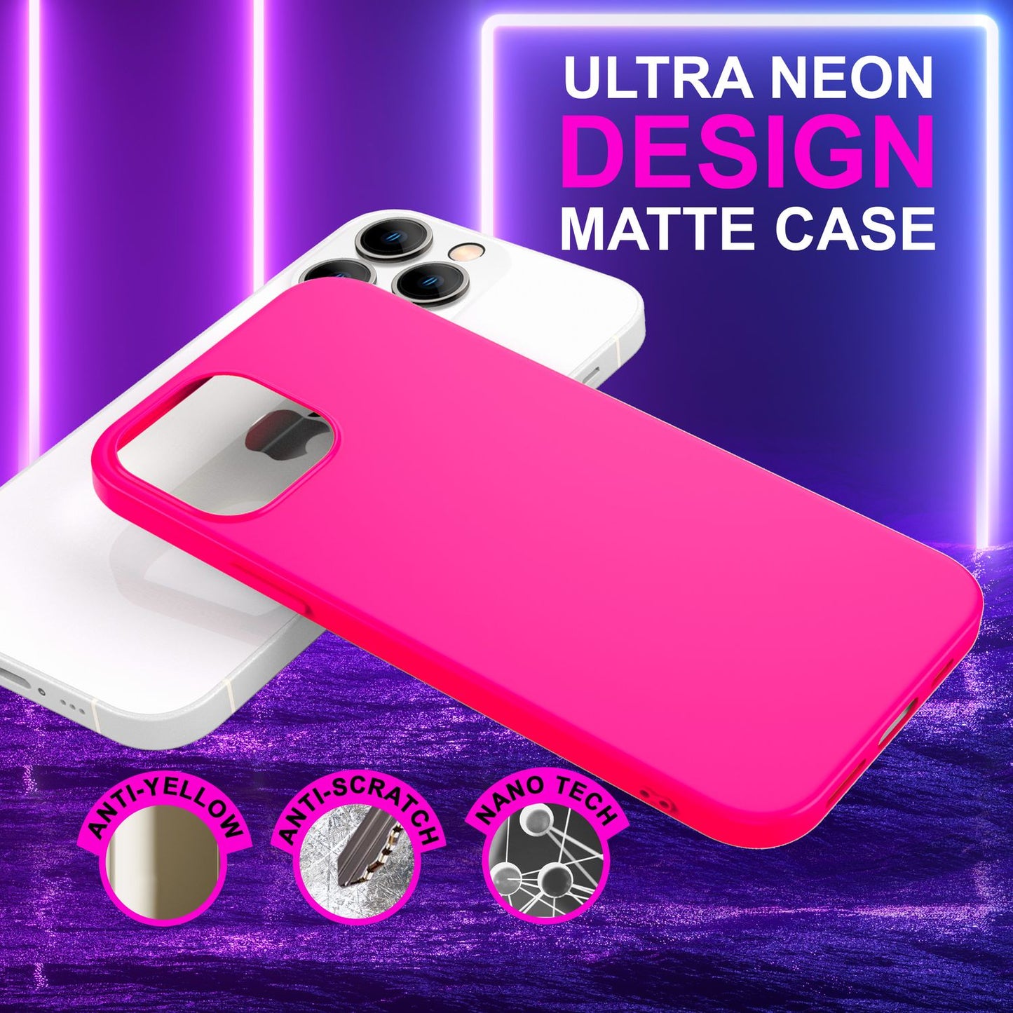 NALIA Neon Silikonhülle für iPhone 14 Pro Max – Soft-Touch & Signal-Neon – NEONSHOCK (Matte Schutzhülle) – Marke aus Berlin