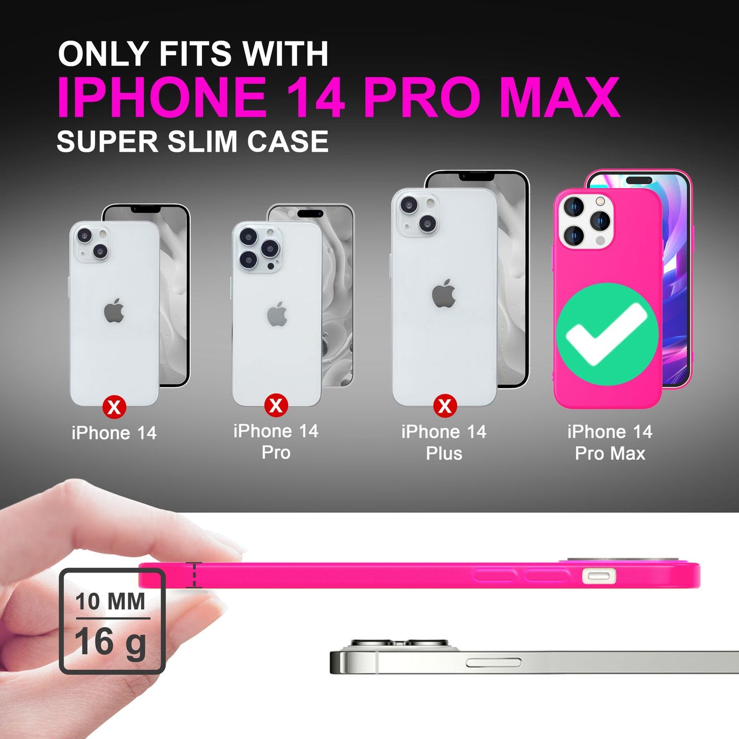 NALIA Neon Silikonhülle für iPhone 14 Pro Max – Soft-Touch & Signal-Neon – NEONSHOCK (Matte Schutzhülle) – Marke aus Berlin
