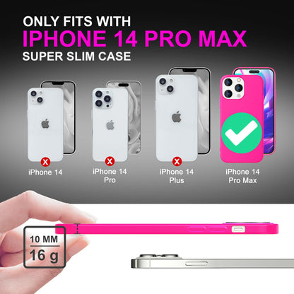 NALIA Neon Silikonhülle für iPhone 14 Pro Max – Soft-Touch & Signal-Neon – NEONSHOCK (Matte Schutzhülle) – Marke aus Berlin