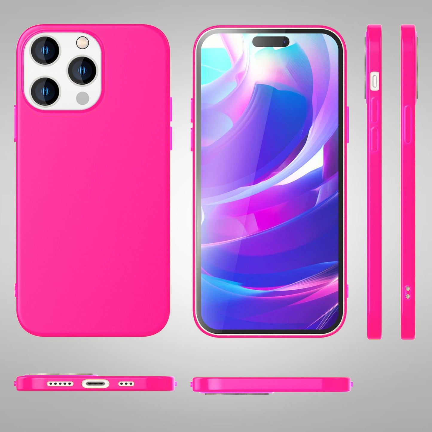 NALIA Neon Silikonhülle für iPhone 14 Pro Max – Soft-Touch & Signal-Neon – NEONSHOCK (Matte Schutzhülle) – Marke aus Berlin
