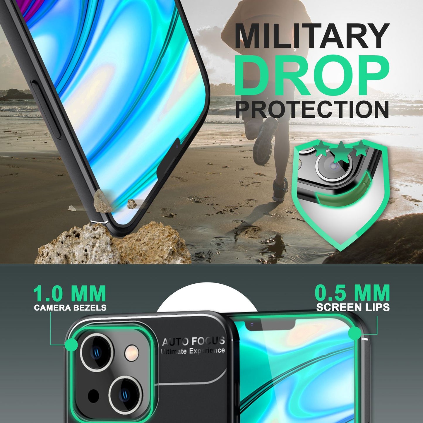 NALIA Ringhülle für iPhone 14 Plus – Ring-Ständer 360° & für Magnet-Halter – GRIP360 (Mattiertes Silikon Case) – Marke aus Berlin