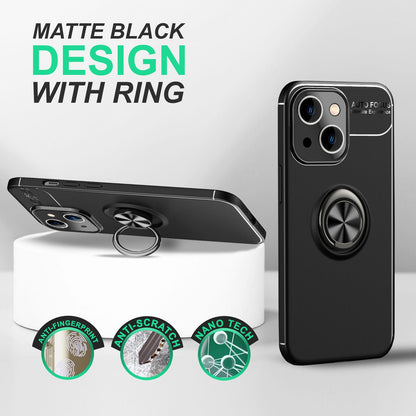 NALIA Ringhülle für iPhone 14 Plus – Ring-Ständer 360° & für Magnet-Halter – GRIP360 (Mattiertes Silikon Case) – Marke aus Berlin