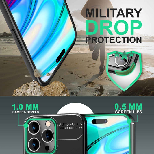 NALIA Ringhülle für iPhone 14 Pro – Ring-Ständer 360° & für Magnet-Halter – GRIP360 (Mattiertes Silikon Case) – Marke aus Berlin
