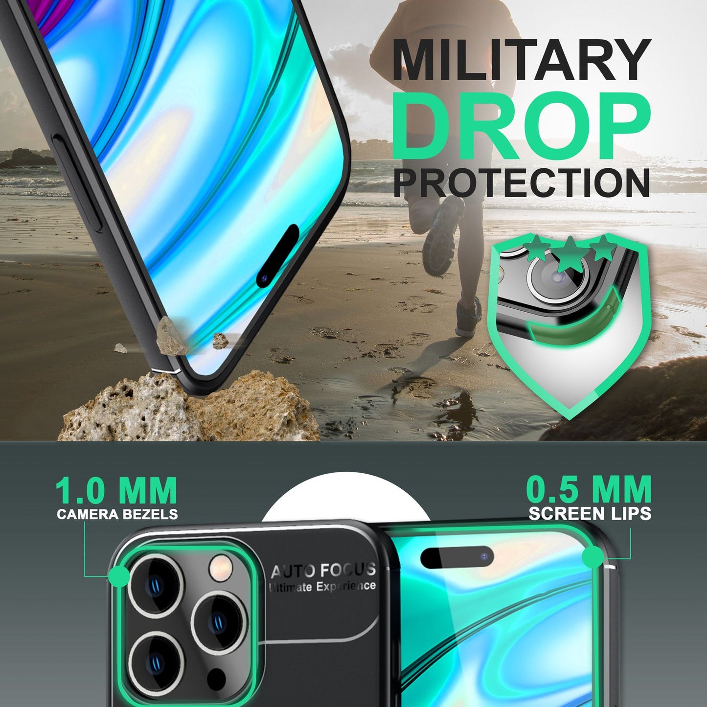 NALIA Ringhülle für iPhone 14 Pro Max – Ring-Ständer 360° & für Magnet-Halter – GRIP360 (Mattiertes Silikon Case) – Marke aus Berlin