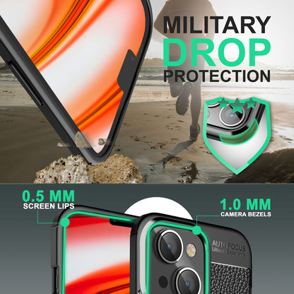 NALIA Leder-Optik Silikon Case für iPhone 14 Plus – Griffig & Matt – BARRON Handyhülle (Anti-Fingerprint, Stoßfest & Robust) – Marke aus Berlin