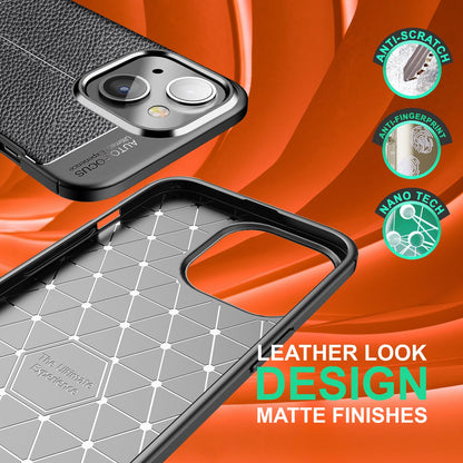 NALIA Leder-Optik Silikon Case für iPhone 14 Plus – Griffig & Matt – BARRON Handyhülle (Anti-Fingerprint, Stoßfest & Robust) – Marke aus Berlin