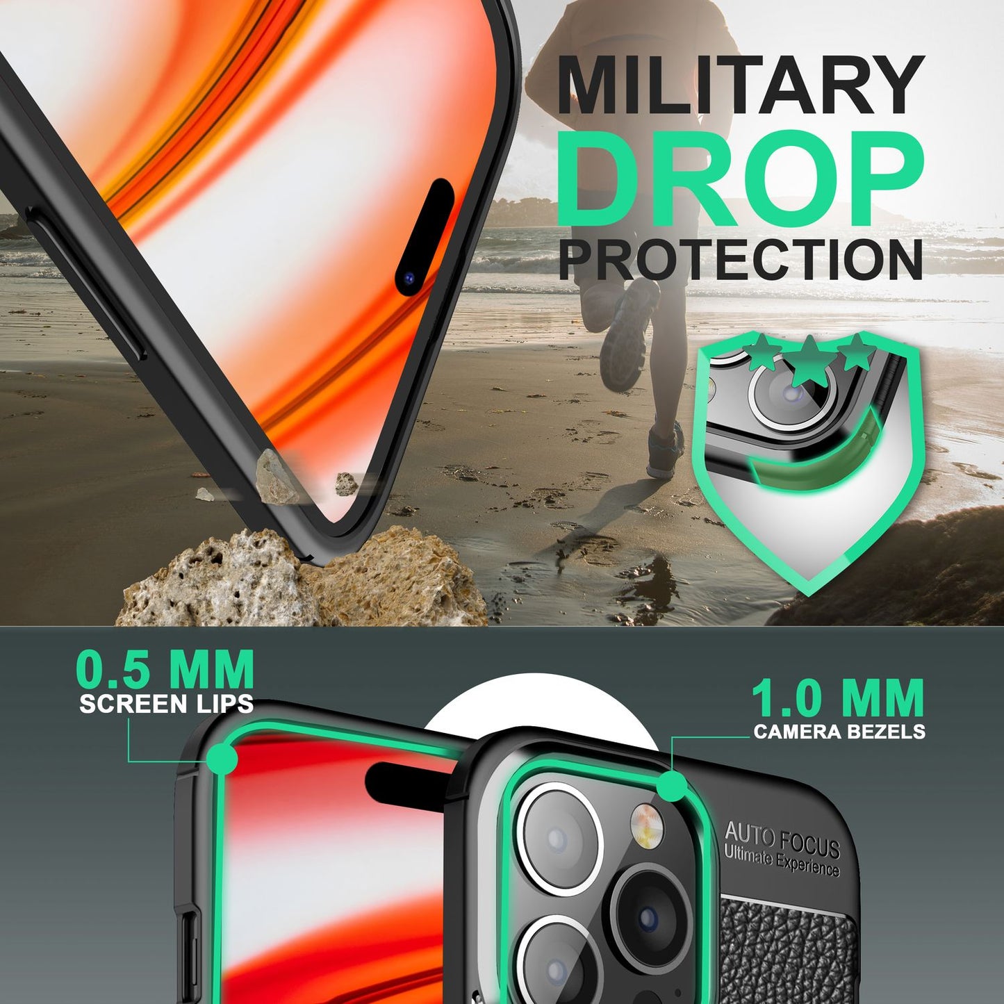 NALIA Leder-Optik Silikon Case für iPhone 14 Pro – Griffig & Matt – BARRON Handyhülle (Anti-Fingerprint, Stoßfest & Robust) – Marke aus Berlin