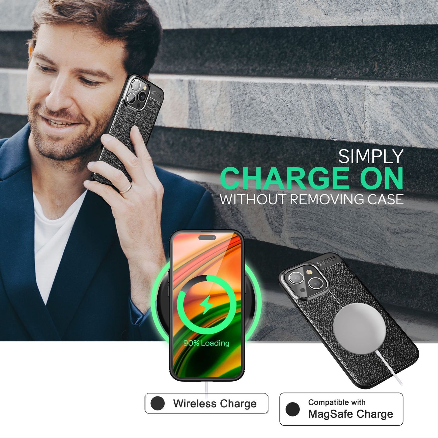 NALIA Leder-Optik Silikon Case für iPhone 14 Pro – Griffig & Matt – BARRON Handyhülle (Anti-Fingerprint, Stoßfest & Robust) – Marke aus Berlin