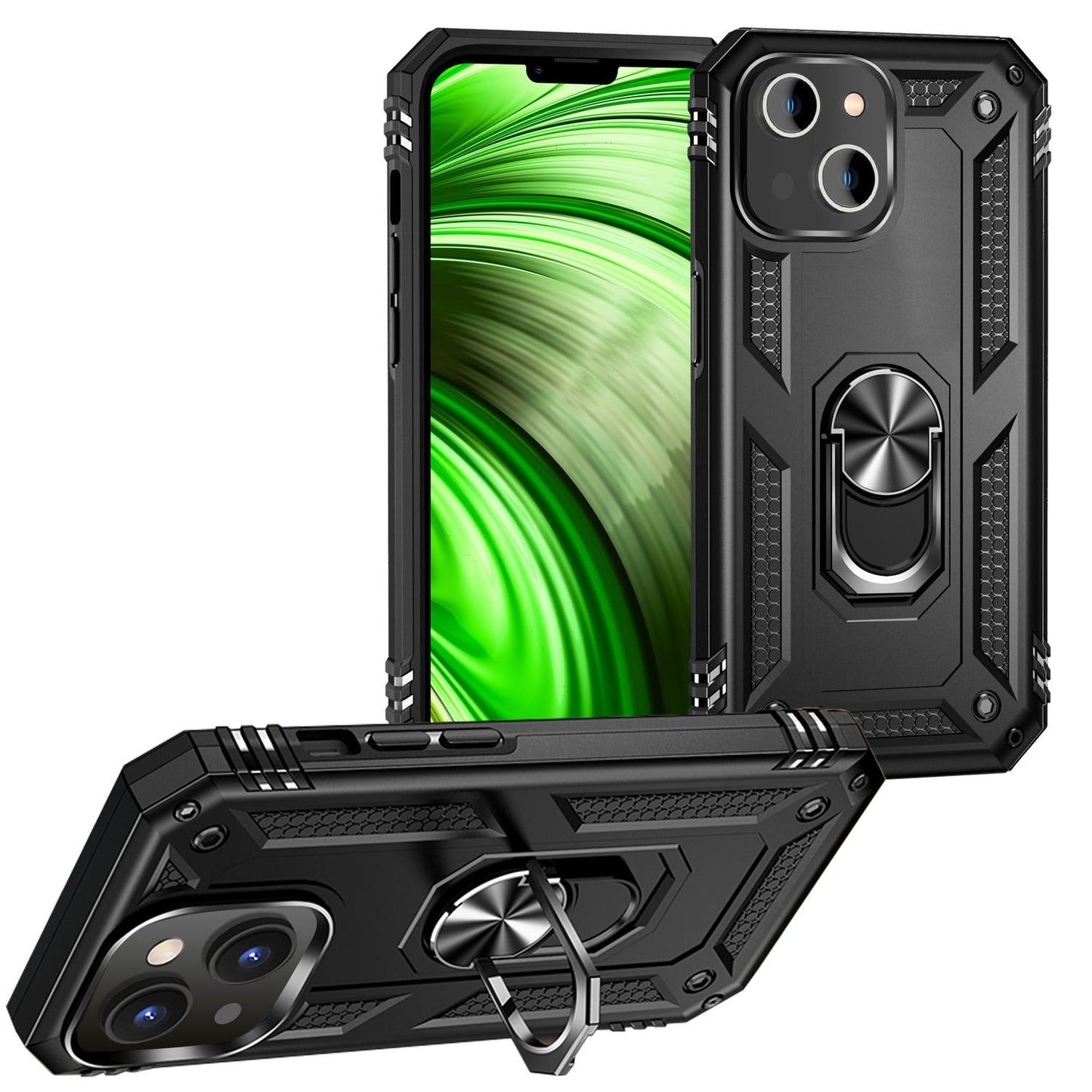 NALIA Panzerhülle für iPhone 14 Plus – Ring-Ständer 360° & Magnet-Halterung Kompatibel – RINGDEFEND (Stoßfestes Outdoor Case) – Marke aus Berlin