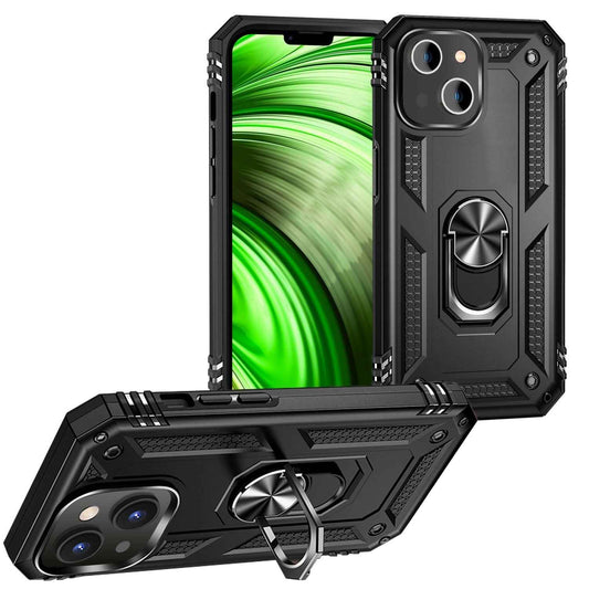 NALIA Panzerhülle für iPhone 14 Plus – Ring-Ständer 360° & Magnet-Halterung Kompatibel – RINGDEFEND (Stoßfestes Outdoor Case) – Marke aus Berlin