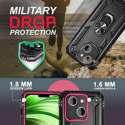 NALIA Panzerhülle für iPhone 14 Plus – Ring-Ständer 360° & Magnet-Halterung Kompatibel – RINGDEFEND (Stoßfestes Outdoor Case) – Marke aus Berlin
