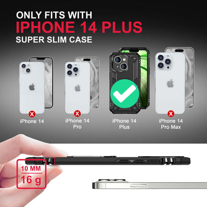 NALIA Panzerhülle für iPhone 14 Plus – Ring-Ständer 360° & Magnet-Halterung Kompatibel – RINGDEFEND (Stoßfestes Outdoor Case) – Marke aus Berlin