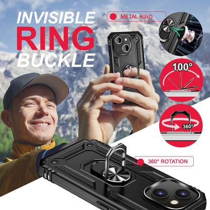 NALIA Panzerhülle für iPhone 14 Plus – Ring-Ständer 360° & Magnet-Halterung Kompatibel – RINGDEFEND (Stoßfestes Outdoor Case) – Marke aus Berlin