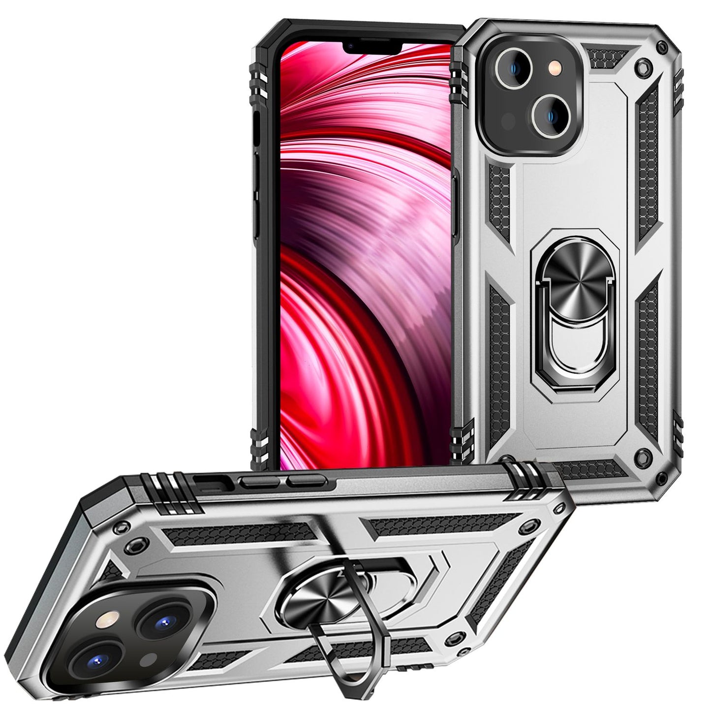 NALIA Panzerhülle für iPhone 14 Plus – Ring-Ständer 360° & Magnet-Halterung Kompatibel – RINGDEFEND (Stoßfestes Outdoor Case) – Marke aus Berlin