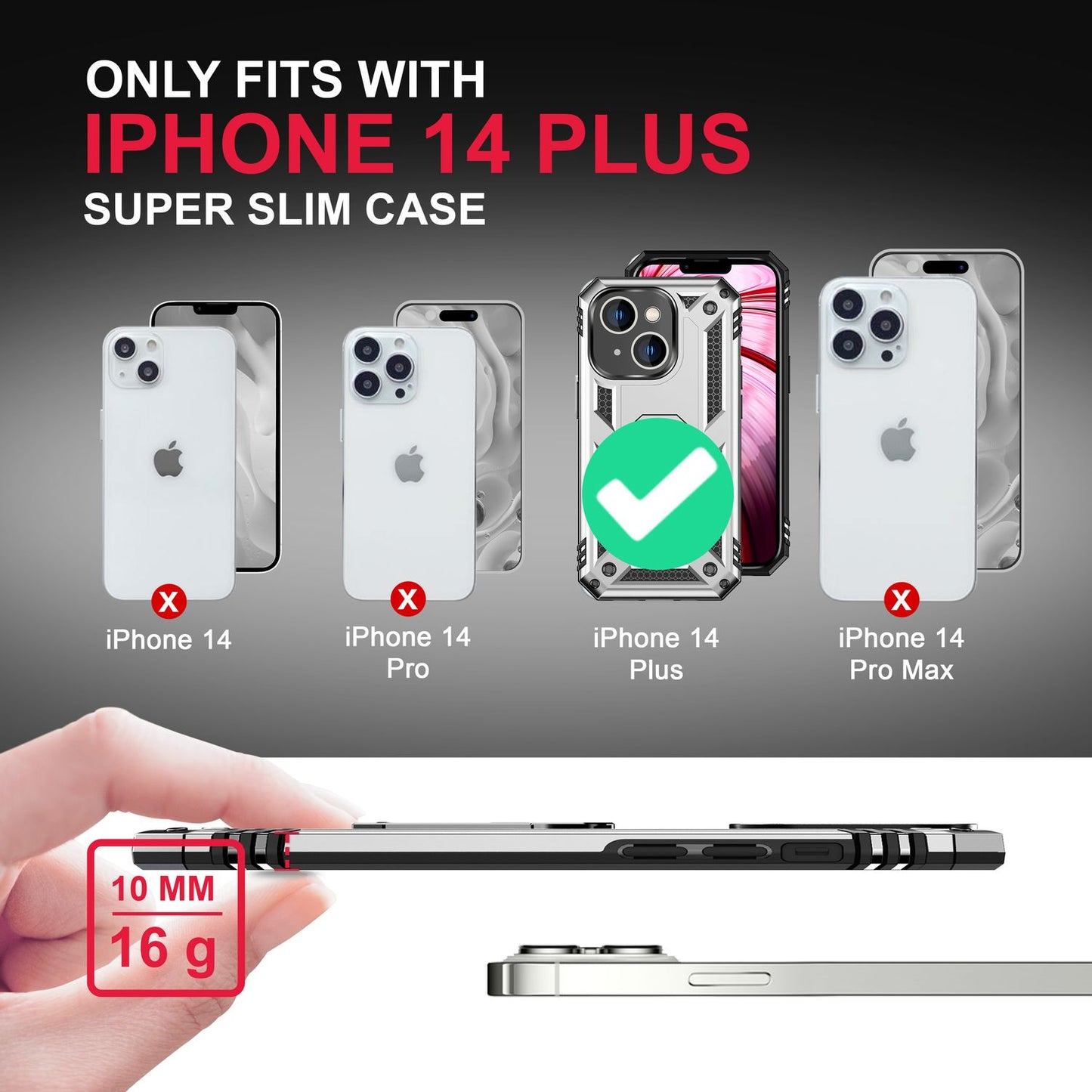 NALIA Panzerhülle für iPhone 14 Plus – Ring-Ständer 360° & Magnet-Halterung Kompatibel – RINGDEFEND (Stoßfestes Outdoor Case) – Marke aus Berlin