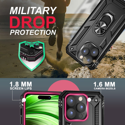 NALIA Panzerhülle für iPhone 14 Pro – Ring-Ständer 360° & Magnet-Halterung Kompatibel – RINGDEFEND (Stoßfestes Outdoor Case) – Marke aus Berlin