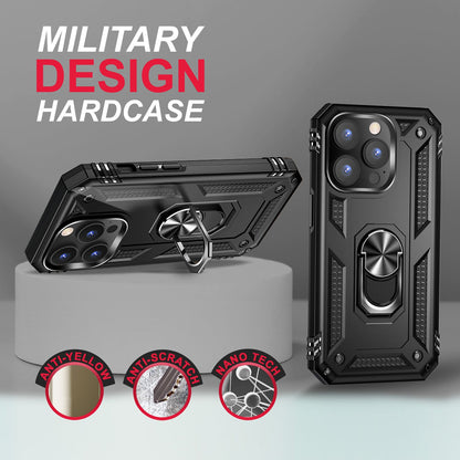 NALIA Panzerhülle für iPhone 14 Pro – Ring-Ständer 360° & Magnet-Halterung Kompatibel – RINGDEFEND (Stoßfestes Outdoor Case) – Marke aus Berlin