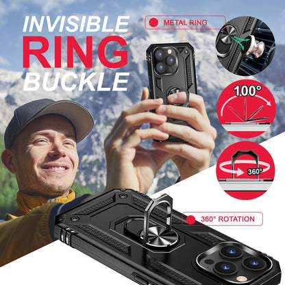 NALIA Panzerhülle für iPhone 14 Pro – Ring-Ständer 360° & Magnet-Halterung Kompatibel – RINGDEFEND (Stoßfestes Outdoor Case) – Marke aus Berlin