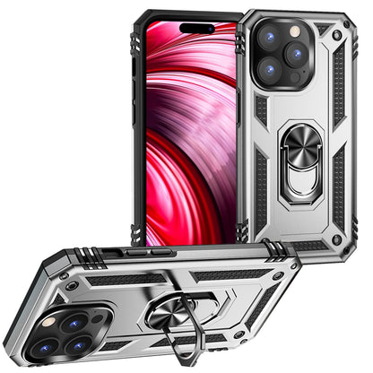 NALIA Panzerhülle für iPhone 14 Pro – Ring-Ständer 360° & Magnet-Halterung Kompatibel – RINGDEFEND (Stoßfestes Outdoor Case) – Marke aus Berlin
