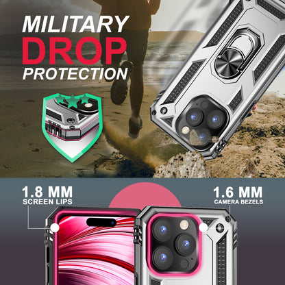 NALIA Panzerhülle für iPhone 14 Pro – Ring-Ständer 360° & Magnet-Halterung Kompatibel – RINGDEFEND (Stoßfestes Outdoor Case) – Marke aus Berlin