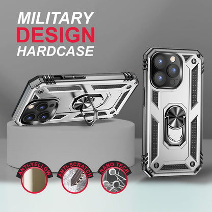 NALIA Panzerhülle für iPhone 14 Pro – Ring-Ständer 360° & Magnet-Halterung Kompatibel – RINGDEFEND (Stoßfestes Outdoor Case) – Marke aus Berlin