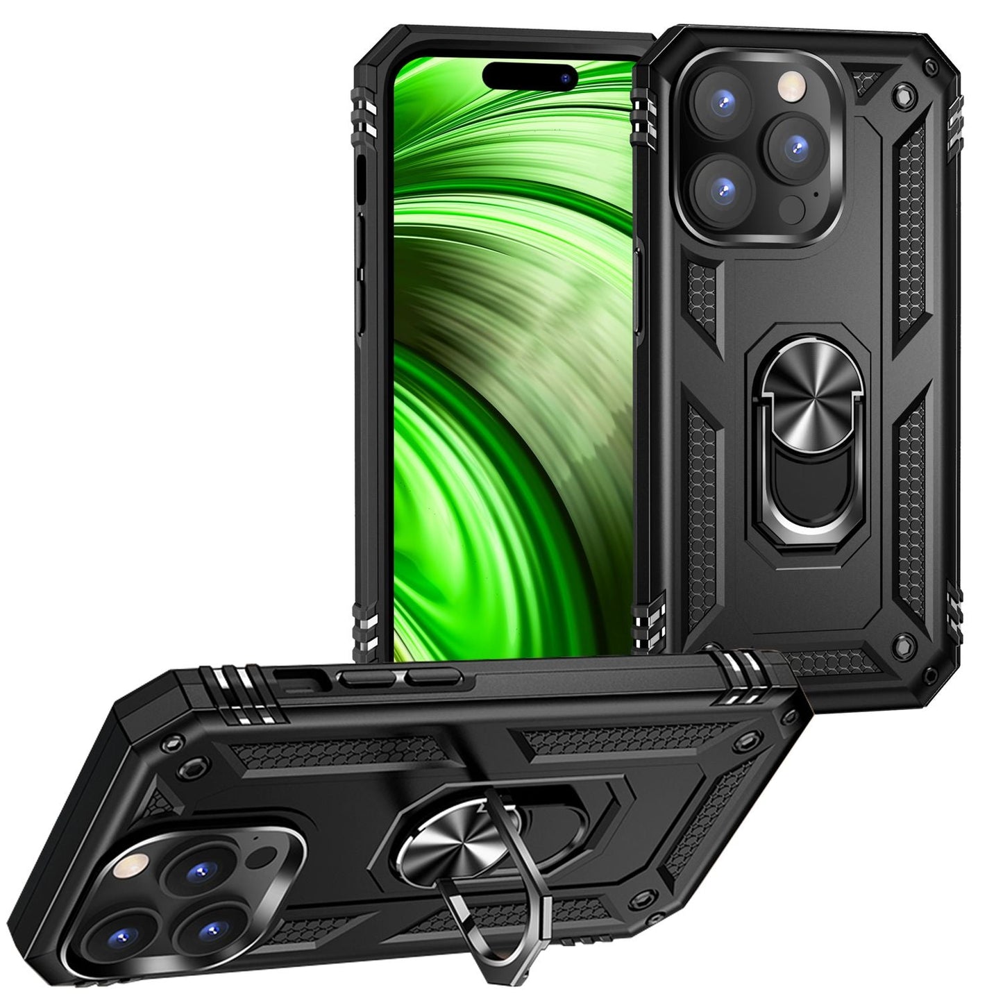 NALIA Panzerhülle für iPhone 14 Pro Max – Ring-Ständer 360° & Magnet-Halterung Kompatibel – RINGDEFEND (Stoßfestes Outdoor Case) – Marke aus Berlin