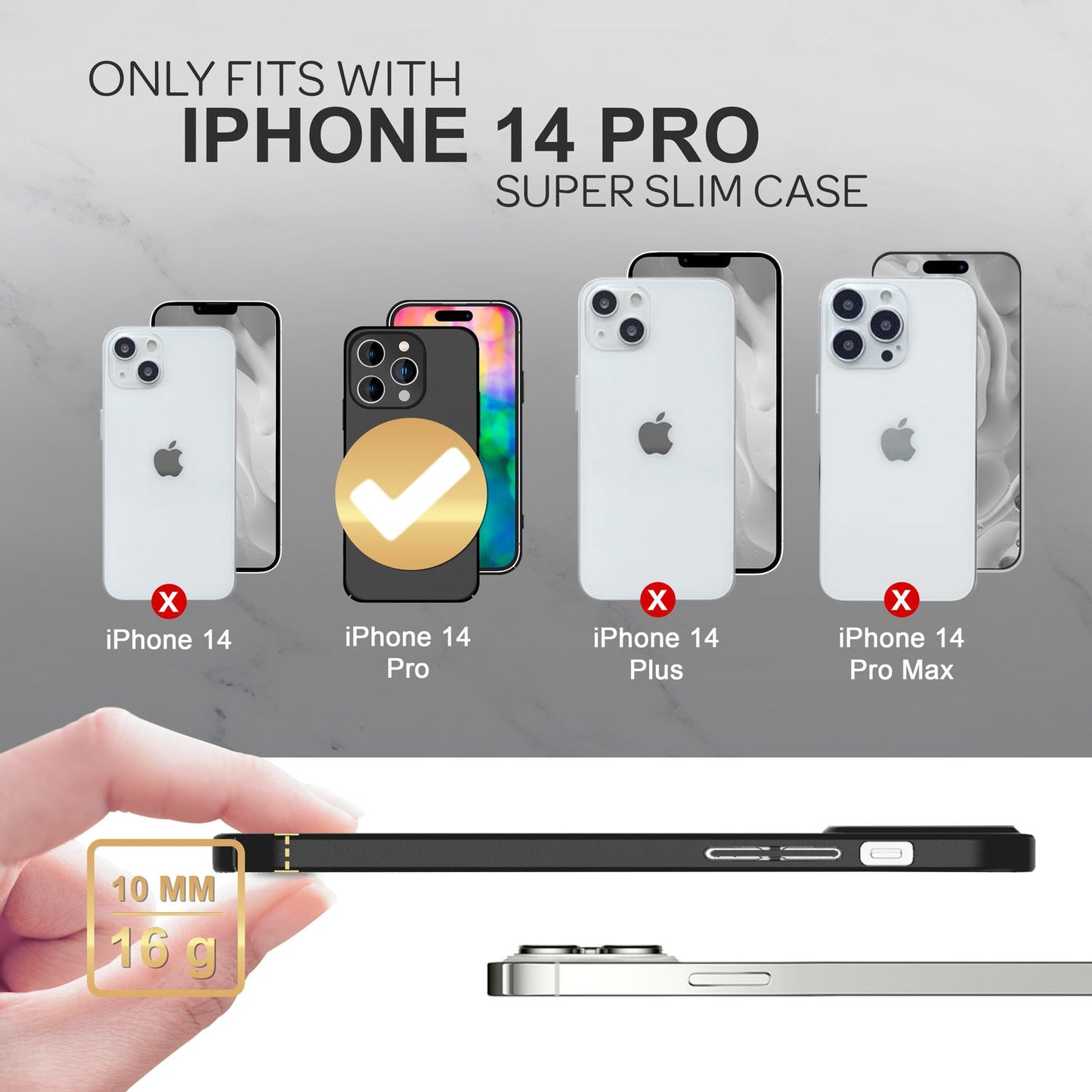 NALIA Ultra Slim Hardcase für iPhone 14 Pro – Anti-Fingerabdruck & 0.5mm Dünn – PUREFIT (Matt & Leicht) – Marke aus Berlin