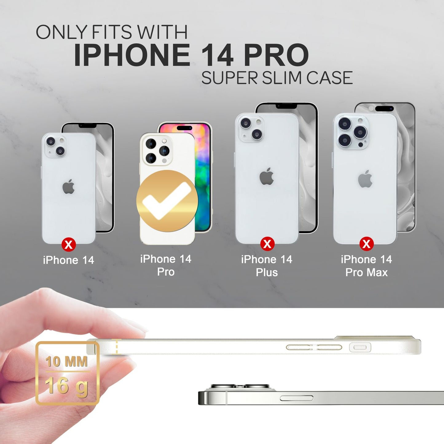 NALIA Ultra Slim Hardcase für iPhone 14 Pro – Anti-Fingerabdruck & 0.5mm Dünn – PUREFIT (Matt & Leicht) – Marke aus Berlin