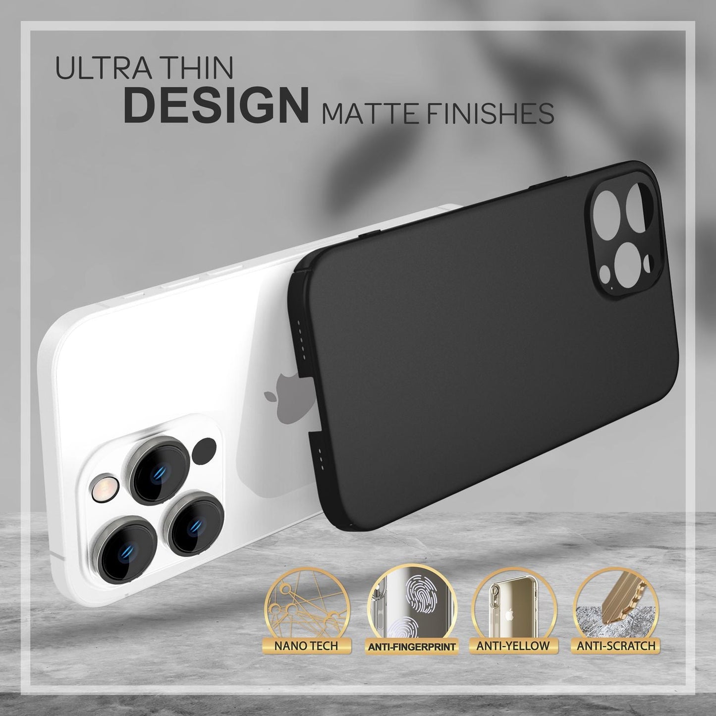 NALIA Ultra Slim Hardcase für iPhone 14 Pro Max – Anti-Fingerabdruck & 0.5mm Dünn – PUREFIT (Matt & Leicht) – Marke aus Berlin