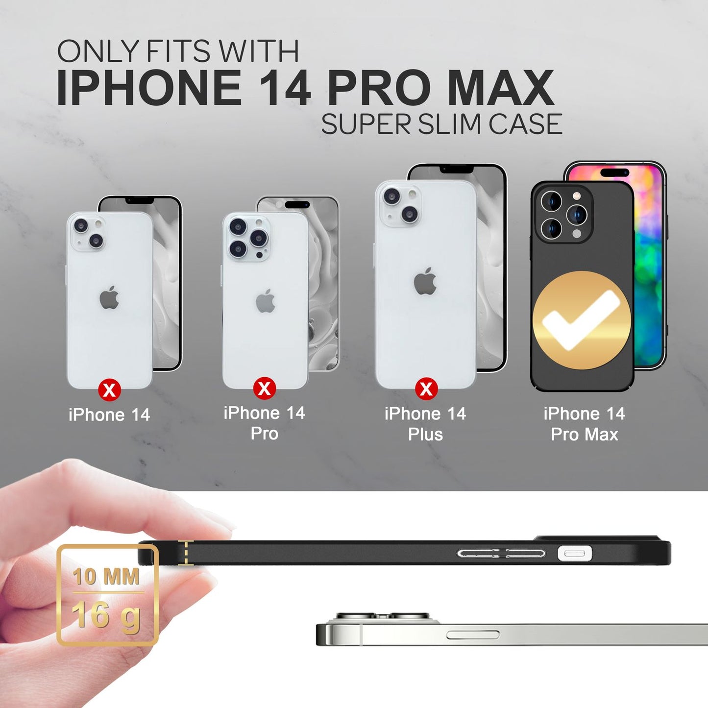 NALIA Ultra Slim Hardcase für iPhone 14 Pro Max – Anti-Fingerabdruck & 0.5mm Dünn – PUREFIT (Matt & Leicht) – Marke aus Berlin