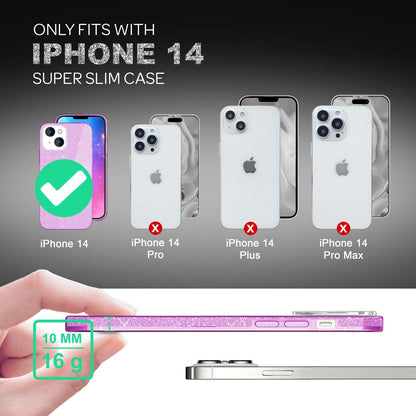 NALIA Glitzerhülle für iPhone 14 – Funkelnder Glitzer-Look & Grip – SHINEPOP (Silikon Case) – Marke aus Berlin
