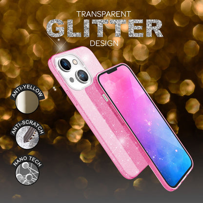 NALIA Glitzerhülle für iPhone 14 – Funkelnder Glitzer-Look & Grip – SHINEPOP (Silikon Case) – Marke aus Berlin
