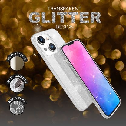 NALIA Glitzerhülle für iPhone 14 – Funkelnder Glitzer-Look & Grip – SHINEPOP (Silikon Case) – Marke aus Berlin