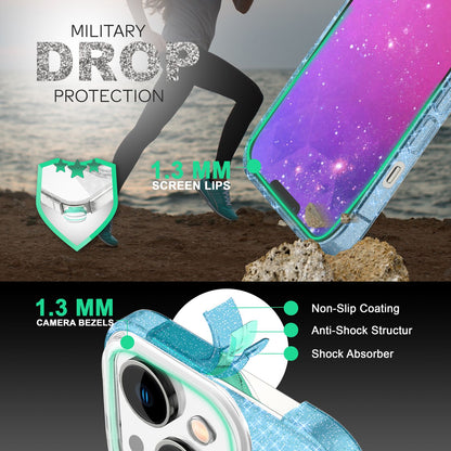 NALIA Glitzerhülle für iPhone 14 Plus – Funkelnder Glitzer-Look & Grip – SHINEPOP (Silikon Case) – Marke aus Berlin