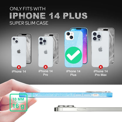 NALIA Glitzerhülle für iPhone 14 Plus – Funkelnder Glitzer-Look & Grip – SHINEPOP (Silikon Case) – Marke aus Berlin