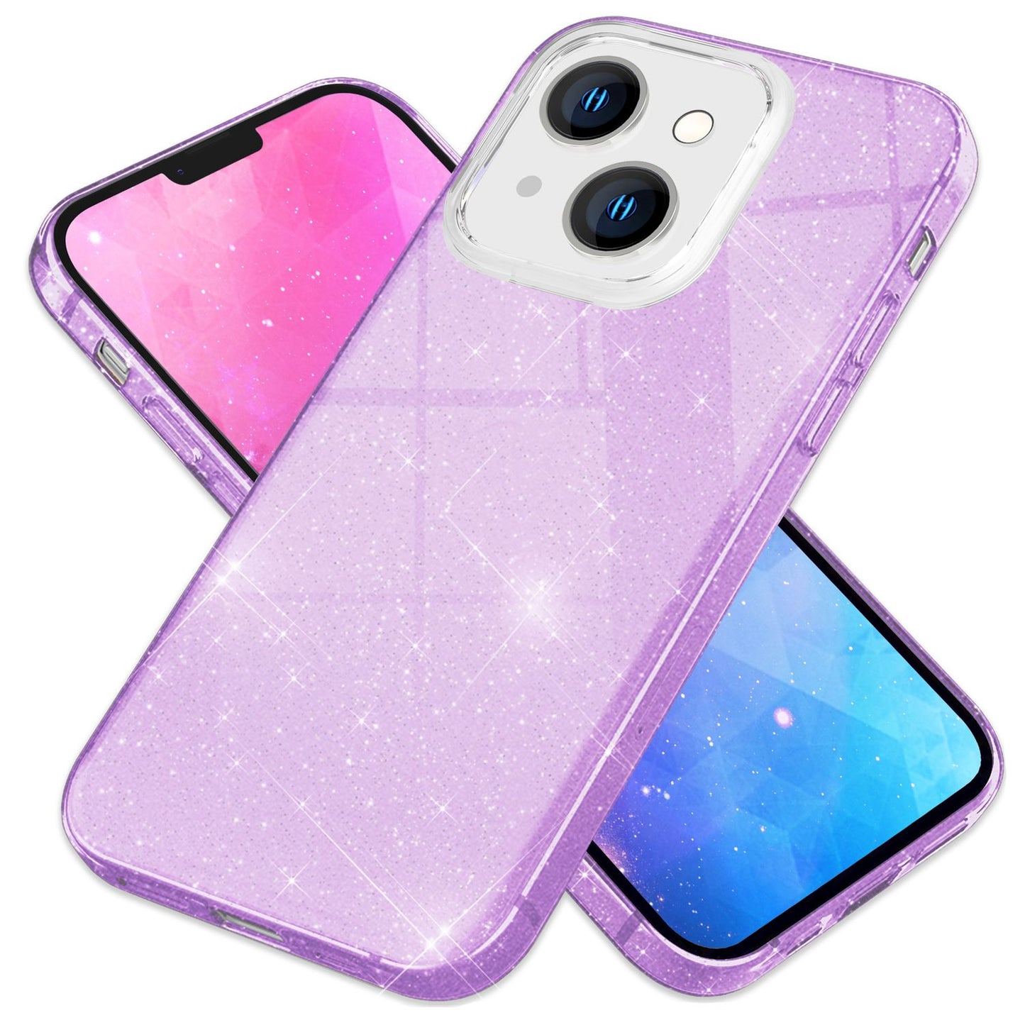 NALIA Glitzerhülle für iPhone 14 Plus – Funkelnder Glitzer-Look & Grip – SHINEPOP (Silikon Case) – Marke aus Berlin