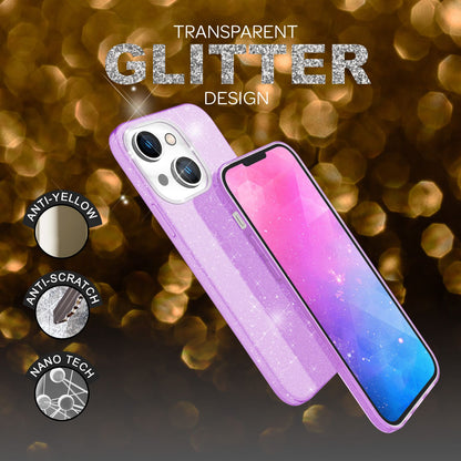 NALIA Glitzerhülle für iPhone 14 Plus – Funkelnder Glitzer-Look & Grip – SHINEPOP (Silikon Case) – Marke aus Berlin