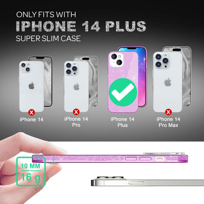 NALIA Glitzerhülle für iPhone 14 Plus – Funkelnder Glitzer-Look & Grip – SHINEPOP (Silikon Case) – Marke aus Berlin