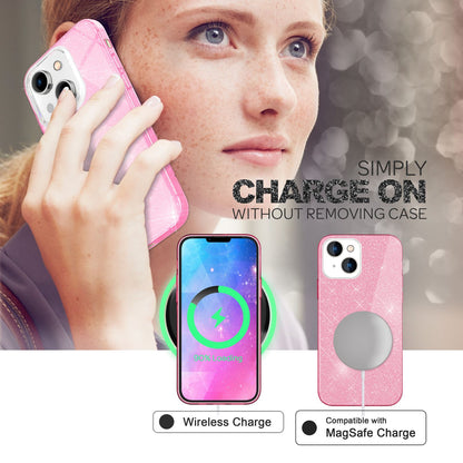 NALIA Glitzerhülle für iPhone 14 Plus – Funkelnder Glitzer-Look & Grip – SHINEPOP (Silikon Case) – Marke aus Berlin