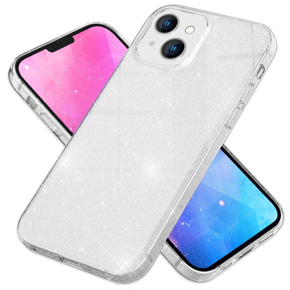 NALIA Glitzerhülle für iPhone 14 Plus – Funkelnder Glitzer-Look & Grip – SHINEPOP (Silikon Case) – Marke aus Berlin