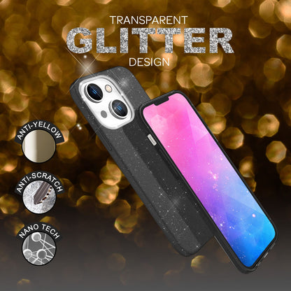 NALIA Glitzerhülle für iPhone 14 Plus – Funkelnder Glitzer-Look & Grip – SHINEPOP (Silikon Case) – Marke aus Berlin