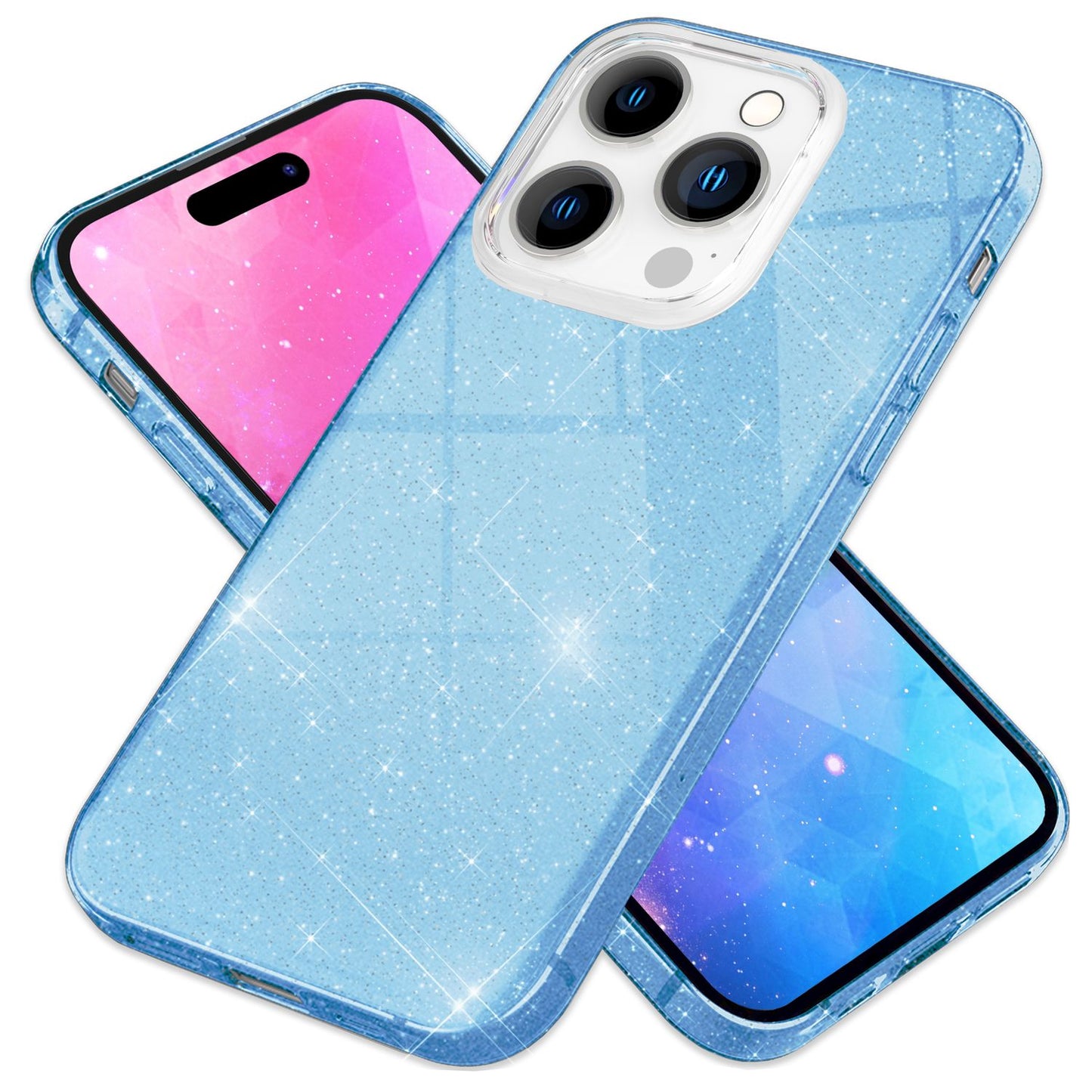 NALIA Glitzerhülle für iPhone 14 Pro – Funkelnder Glitzer-Look & Grip – SHINEPOP (Silikon Case) – Marke aus Berlin