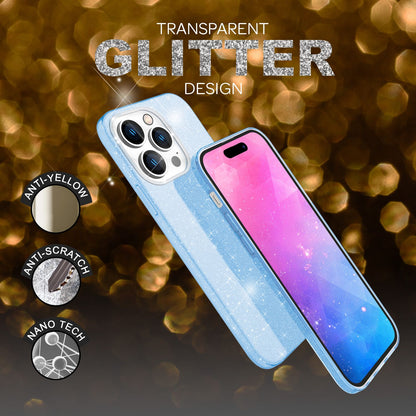 NALIA Glitzerhülle für iPhone 14 Pro – Funkelnder Glitzer-Look & Grip – SHINEPOP (Silikon Case) – Marke aus Berlin